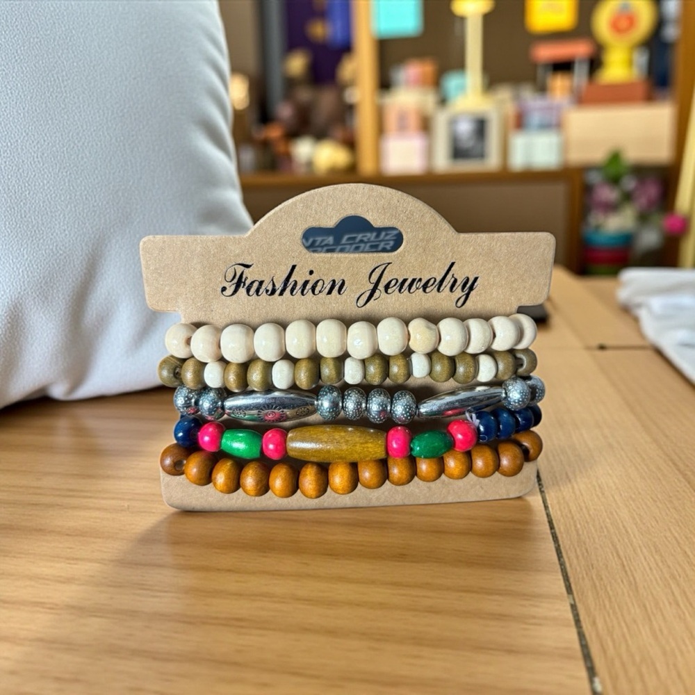 Fashion Jewelry boho Colorful Beaded Bracelet Set with silver accents